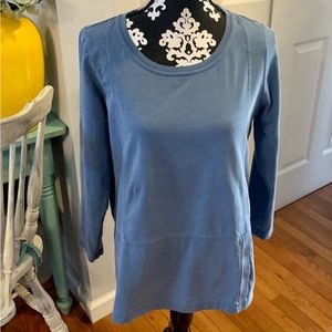 Pure Jill MP Blue With Front And Back Seams Organic Cotton Side Slits Comfort.